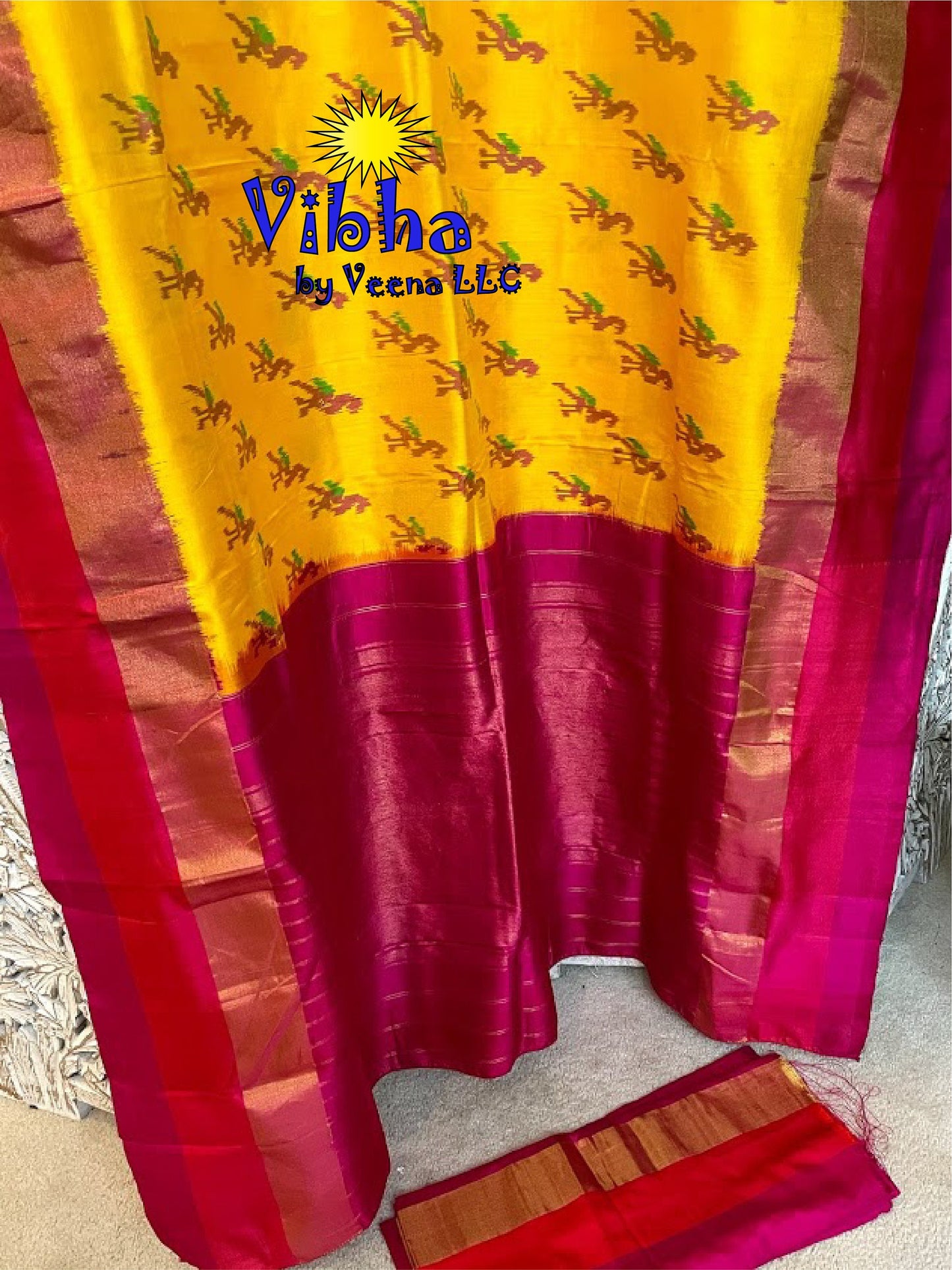 Pochampally Silk saree|Pochampally double ikkat handwoven saree|Silk saree|Ikkat Silk Saree|Pochampally ikkat saree|Pochampally silk saree - Vibha By Veena