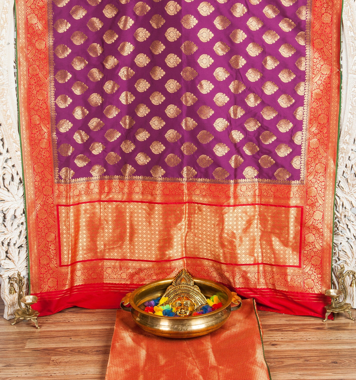 Semi banarasi saree in purple - Vibha By Veena