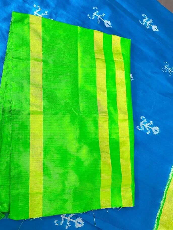 Heirloom Double Ikkat Silk: Handwoven Pochampally Saree with Stag and Geometric Motifs - Vibha By Veena