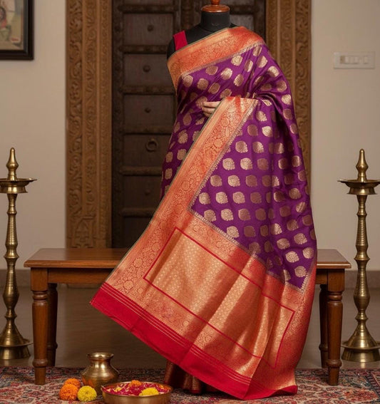 Semi banarasi saree in purple - Vibha By Veena