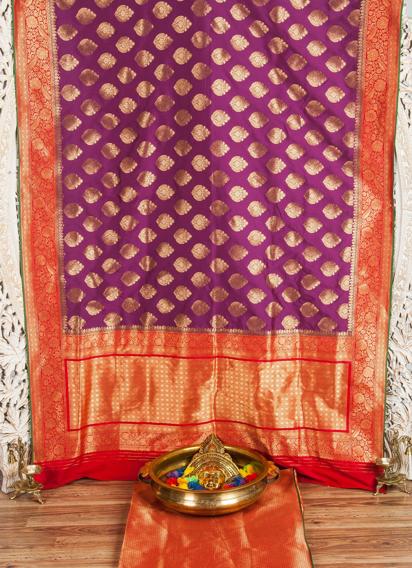 Semi banarasi saree in purple - Vibha By Veena